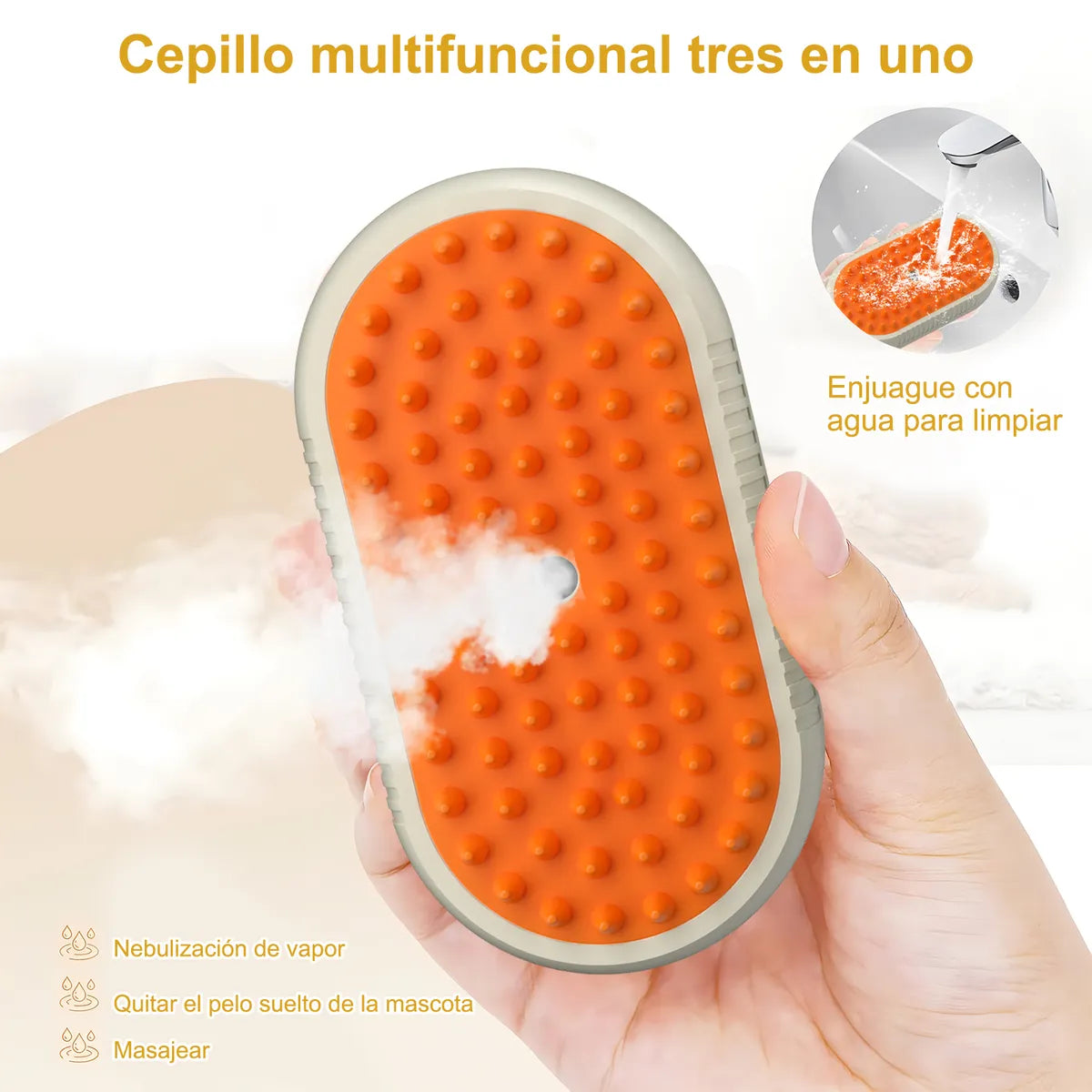 Cepillo Vapor 3 en 1 Perros Gatos Portátil 🐕🐈