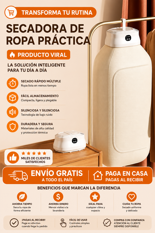 Secadora Ropa Portátil - Ropa seca rápido sin ocupar espacio